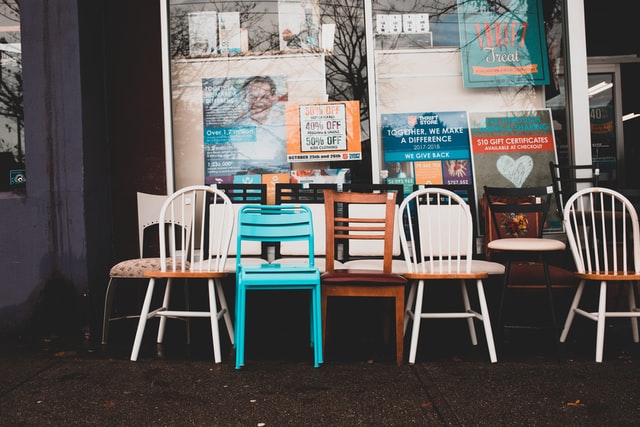 Second hand furniture being sold on the street for a eco friendly businesses